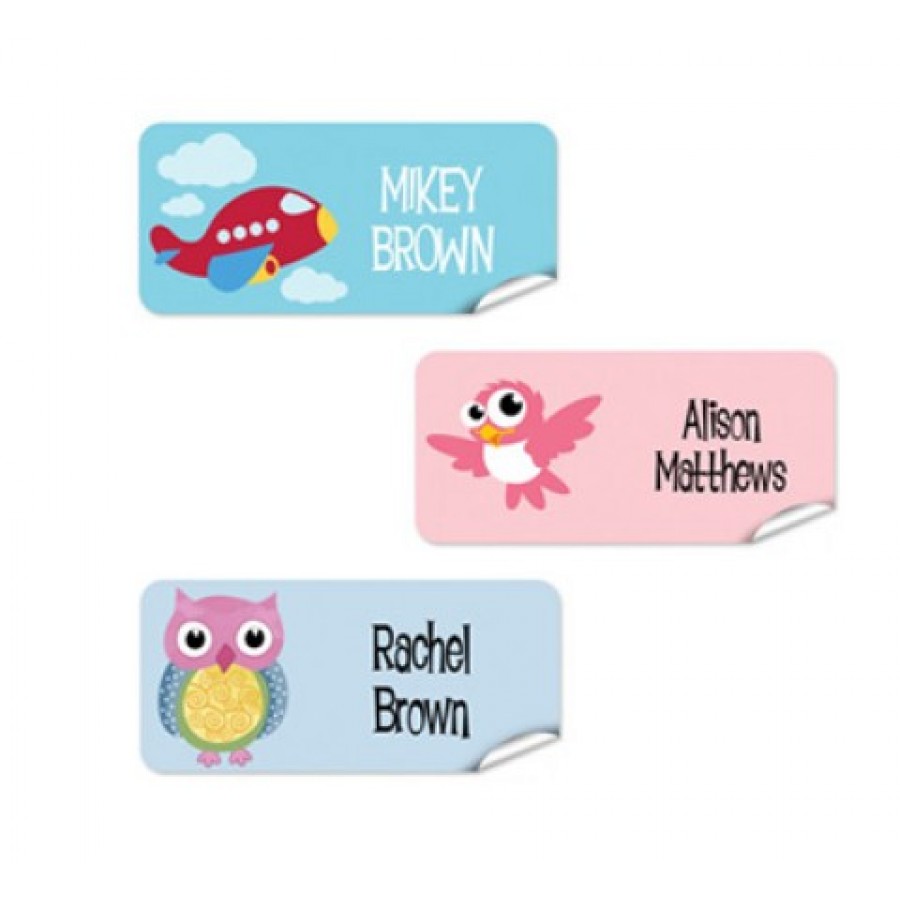 Rectangular name stickers