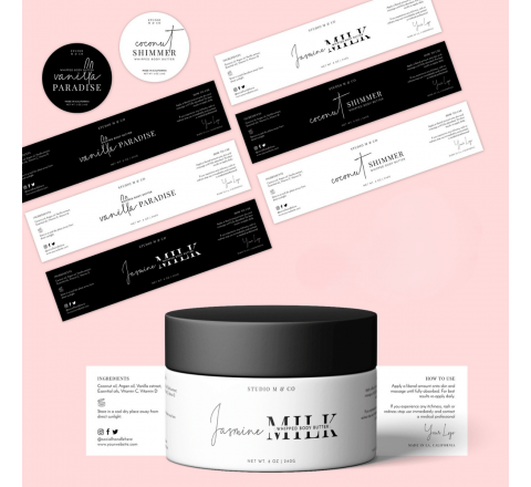 Cosmetic Jar Rectangle Labels